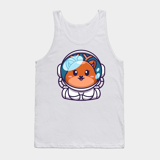 Cute baby deer wearing an astronaut suit, cartoon character Tank Top by Wawadzgnstuff